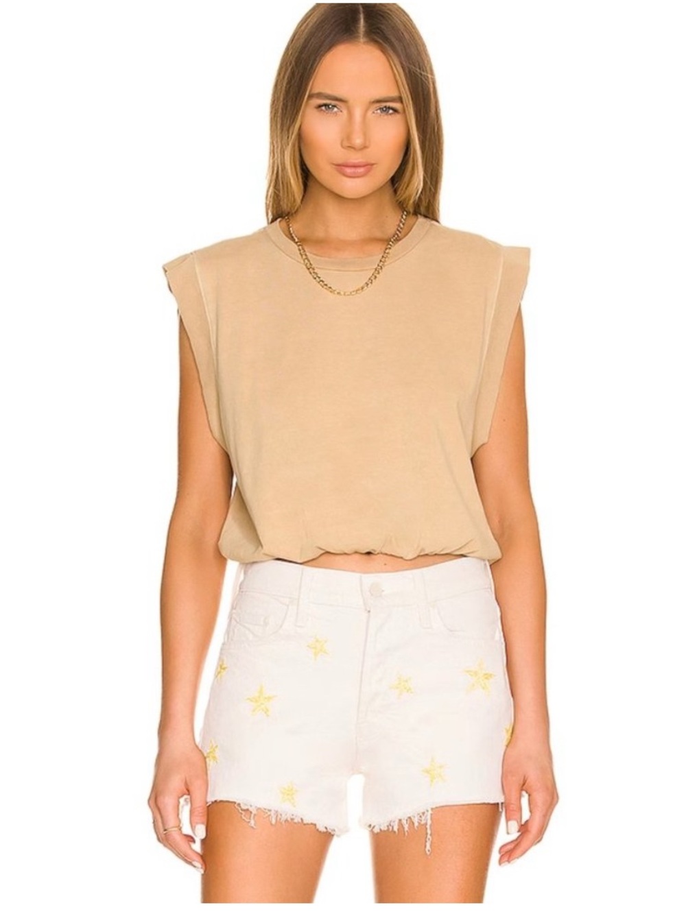 ❗️Mother The Tomcat Kick High Rise Frayed Shorts in Shoot For The Stars